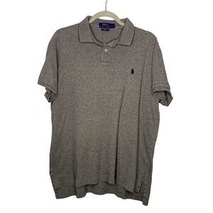 Polo Ralph Lauren Men's Gray Custom Fit Polo Shirt 100% Cotton Casual size Large